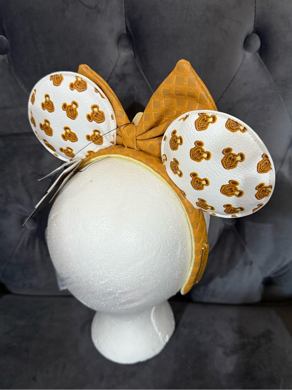 Loungefly Disney parks Mickey Waffle Ear Headband with Bow. HTF NEW Collectible - Picture 9 of 12
